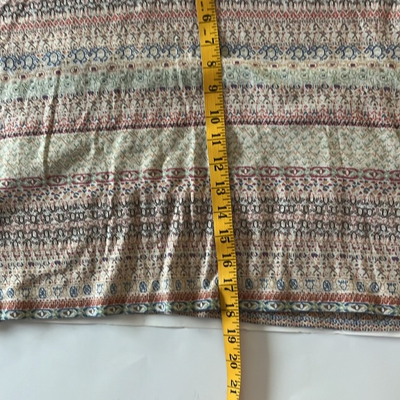 SO blue sigrid olsen VTG Y2K raglan slv cotton crop top boho geo multi color 2X - Picture 12 of 13